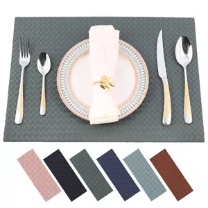 6-Pack Faux Leather Placemats 11.8"x17" Non-Slip & Heat Resistant Grey - Picture 1 of 6