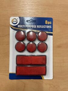 8 PACK MULTI-PURPOSE REFLECTORS  SELF ADHESIVE RED TRAILER CARAVAN REFLECTOR