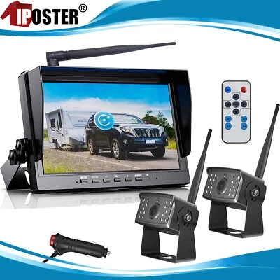 Digital Wireless 10.1" DVR Quad Monitor 2x Reversing Cameras 12-24V RV Truck Van - Image 1 of 4
