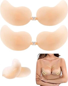 Sticky Bra Ultra Thin3, Adhesive Invisible 2 Pairs Strapless Backless (Cup C) - Picture 1 of 6