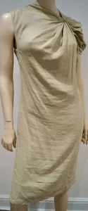 Abito tunica estivo LANVIN ETE 2010 beige misto lino spalle pieghettate 44 UK16 - Foto 1 di 6