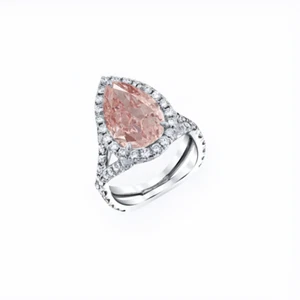 Women Wedding Ring 4.60 Ct IGI Lab Grown Fancy Vivid Pink Diamond 14K White Gold - Imagen 1 de 11