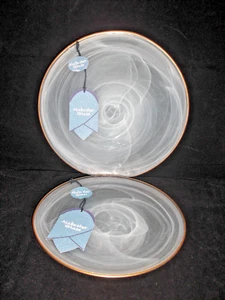 "Placas de vidrio de alabastro (2) - 8"" y 10"" - blancas con borde dorado - ¡HAZ UNA OFERTA! - Imagen 1 de 4