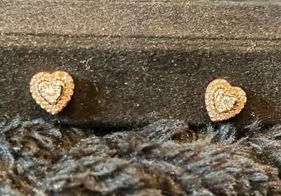 New Heart shaped Diamond earrings.  14kt  gold diamond  1/8 crt By Zales - Image 1 of 3