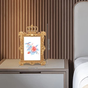 7In Antik Retro Barock Fotorahmen Goldkronen Harz Desktop Bilderrahmen Ornament - Bild 1 von 3