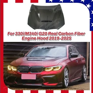 REAL CARBON FIBER CS Style Engine Hood Car Panel Fits BMW 2019-25 G20 330i M340i - Picture 1 of 9
