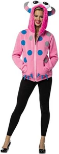 Juniors Teen 13-16 Hoodie Pink Monster Eye Sweatshirt Zip Up Halloween Costume - Picture 1 of 2