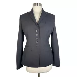 Paul Smith Women's Pinstripe Blazer Jacket 44 Black Virgin Wool Career Work - Picture 1 of 13