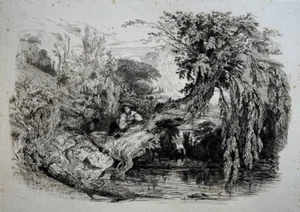 Paul Huet The Poacher Engraving Etching Hunting 1834 - Picture 1 of 3