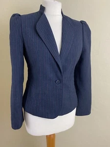 Giacca blazer JEAN NICOLE VINTAGE anni 80 a righe blu taglia 12 - Foto 1 di 8