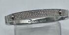 Michael Kors Silver Tone Crystal Cubic Zirconia Pave Hinged Bangle Bracelet