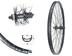 Hinterrad 28/29 Zoll 622-25 Disc DH25 Shimano Deore schwarz CENTER LOCK 8-9-10f - Bild 1 von 1