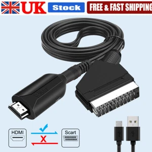 Portable HDMI to SCART Converter Cable Video Audio Adapter Lead 1M for HD TV DVD - Picture 1 of 11