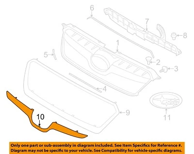 Componentes de rejilla transverstrek SUBARU OEM 13-15 XV 91123FJ040 Foto 1 de 2
