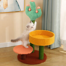 Cat Scratching Post Bed Activity Centre Toys Grey Sisal Play Scratcher Tower Kit