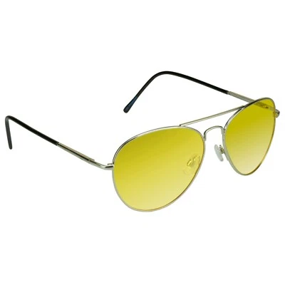 Lente Amarilla Aviador Lágrima Gafas de Sol Visión Nocturna Conducción Marco de Metal Deporte Foto 1 de 4