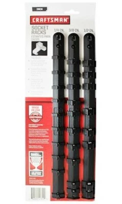 3pc CRAFTSMAN SOCKET HOLDER RAILS RACKS 1/4 3/8" 1/2" MOUNTABLE USA MADE 9-41849 - Image 1 of 4