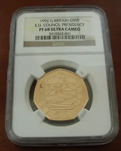 Great Britain 1992 Gold 50 Pence NGC PF68UC E.U. Council Presidency - Picture 1 of 2
