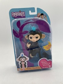 New Fingerlings Finn Interactive Happy Baby Monkey Black Blue WowWee