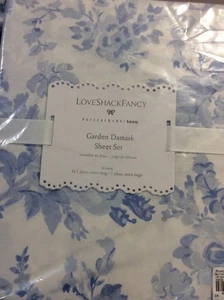 Pottery Barn Teen Love Shack Fancy Garden Damask Twin / XL Twin Sheet Set Blue - Picture 1 of 1