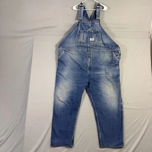 Round House Latzhose Herren 58x30 blau Denim Workwear Carpenter Distressed Jeans - Bild 1 von 12