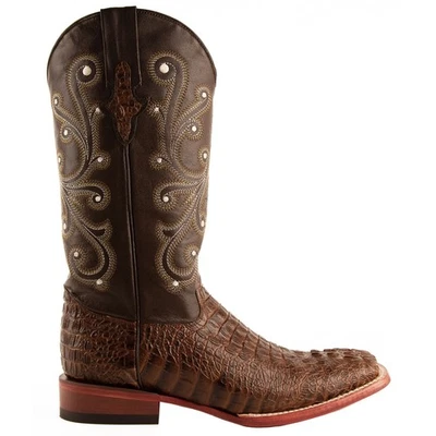 Ferrini Stampede Croco Print Square Toe Cowboy  Mens Brown Casual Boots 40393-23 - Image 1 of 4