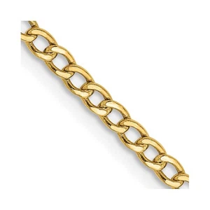 10K Yellow Gold 2.5mm Semi-Solid Curb Link Chain 22 Inch - Picture 1 of 4