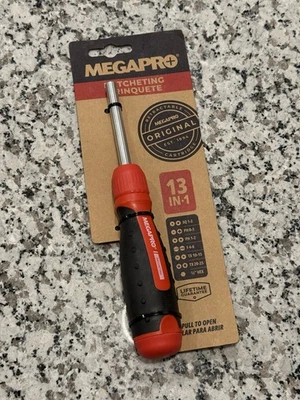 Megapro 13-in-1 Multibit Ratcheting Screwdriver - Torx/Phillips/Flat - Red/Black