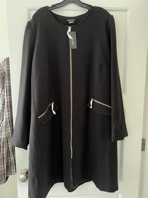 CITY CHIC Negro Pesado Para Mujer Elegante Clásico Invierno Abrigo Chaqueta Cremallera Dorada ~ XXL Foto 1 de 4