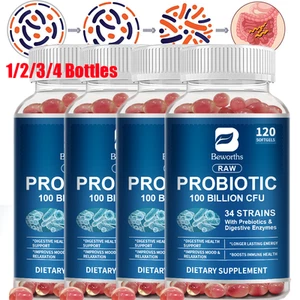 1-4 Bottles Probiotics Digestive Enzymes 100 Billion CFU Potency Immune Health - Picture 1 of 14