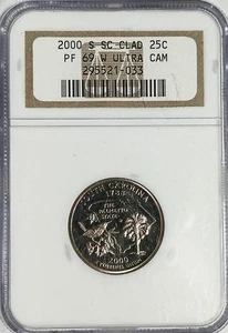2000 S NGC PR69 Ultra Cameo Clad South Carolina 25c State Quarter 2000-S PF69 uc - Bild 1 von 3