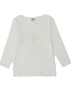 MADELEINE Womens Top Long Sleeve UK 10/12 Medium White Viscose BZ84 - Picture 1 of 4
