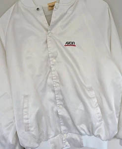 Vintage Avon Satin Bomber Jacket White Size Extra Large 26" Chest NWOT - Picture 1 of 3