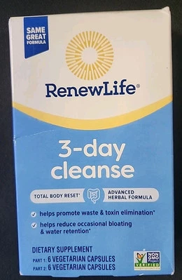 Renew Life LIMPIEZA DE 3 DÍAS 2 partes fórmula herbal RESET CORPORAL TOTAL desintoxicación 04/2025 Foto 1 de 4