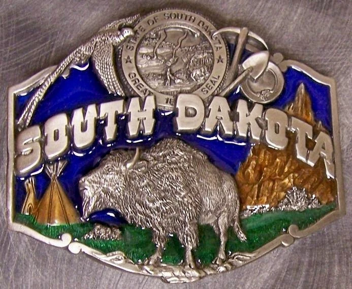 Hebilla de cinturón de peltre Estado de Dakota del Sur color NUEVO Foto 1 de 1