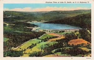 Flugzeug Blick auf Lake Ft. Smith Arkansas Vintage PC - Bild 1 von 2