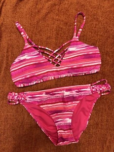 Hollister Pink & White Bikini L Top XL Bottoms - Picture 1 of 4