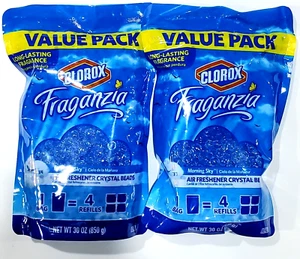 2 Value Bags Clorox Fraganzia Morning Sky Air Freshener Crystal Beads 30 Oz. - Picture 1 of 1