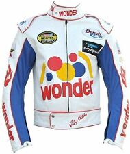 Men's Wonder Ricky Bobby White Faux Leather Motorcycle Jacket