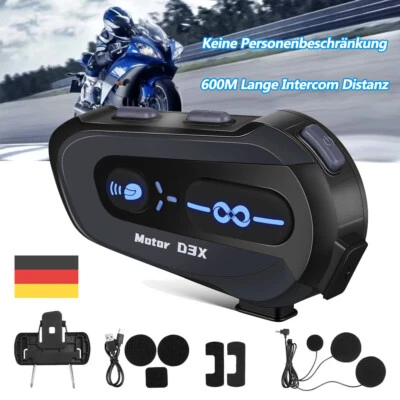 2025 Neu Motorrad Intercom Helm Bluetooth Headset LCD Wasserdichte Fahrer Musik - Bild 1 von 4