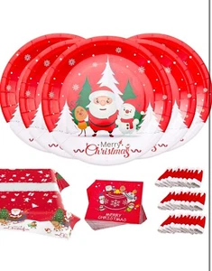 Weihnachten Party Zubehör Einweg Teller Geschirr Set für 30 Gäste - Bild 1 von 6