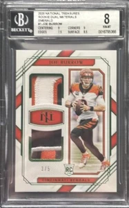 National Treasures Rookie 2020 Dual Materials Emerald #1 3/5 Joe Burrow BGS 8 - Imagen 1 de 2