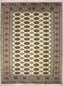 Alfombra de área blanca Rugstc 5x8 Bokhara Jaldar, genuina anudada a mano, pila de lana - Imagen 1 de 5