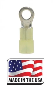 (100) CONNETTORE ELETTRICO TERMINALE ANELLO 12-10 NYLON GIALLO #8 MADE IN USA - Foto 1 di 1