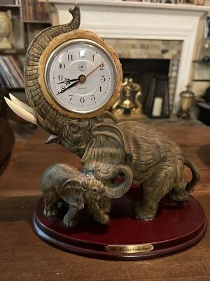 Elephants And Baby Quartz Clock 11.5” Tall By 10.5” Wide The No One Collection - Image 1 of 4