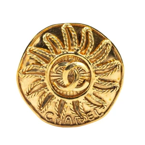 CHANEL vintage COCO Mark Sun Motif Large Brooch Women 【Used】 - Picture 1 of 4