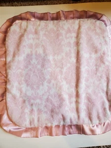 Pink Damask Lovey Satin Trim Girl  EUC - Picture 1 of 3