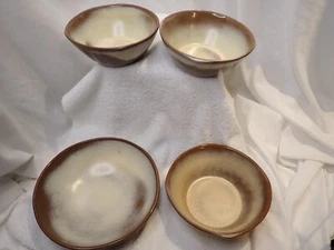 Set of 4! Frankoma Plainsman Brown Pottery Matte Glaze bowls. Footed 5X 5XL - Picture 1 of 12