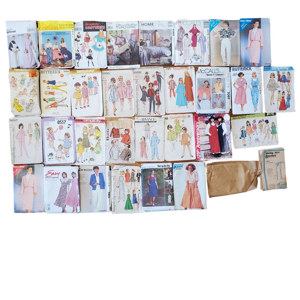 Vtg Sewing Patterns 60's 70's 80s Children Costumes Women Home Decor Dolls Cut - Image 1 of 4