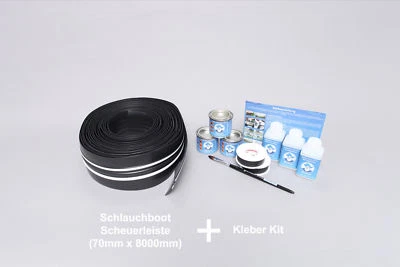 Set: Schlauchboot Scheuerleiste (70mm) + Kleber Kit, Seitlicher Schutz 8 Meter - Bild 1 von 4